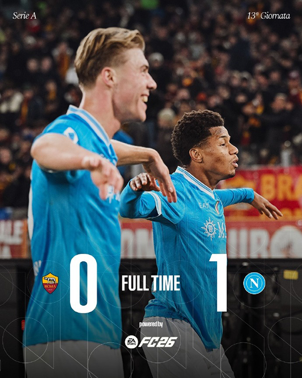 那不勒斯1-0客胜罗马，内雷斯一剑封喉助球队重返胜轨