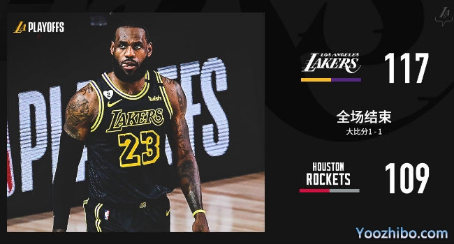 <a href=/lanqiuxm/lakers/ target=_blank class=infotextkey>湖人</a>胜<a href=/lanqiuxm/rockets/ target=_blank class=infotextkey>火箭</a>大比分1-1扳平！