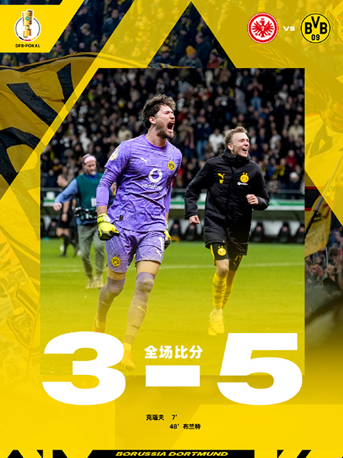德国杯:<a href=/zuqiuxm/dortmund/ target=_blank class=infotextkey>多特蒙德</a>5-3法兰克福 布兰特破门 堂安律失点