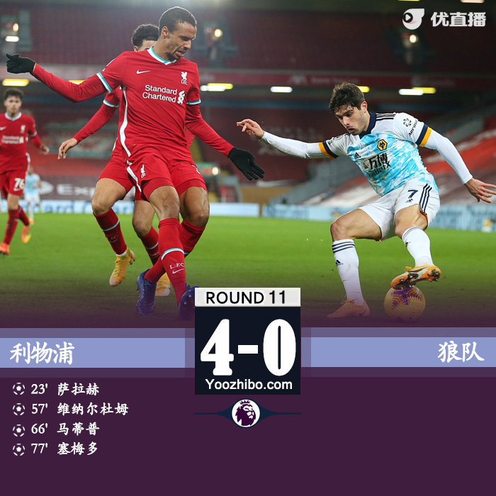 <a href=/zuqiuxm/liverpool/ target=_blank class=infotextkey>利物浦</a>4-0狼队